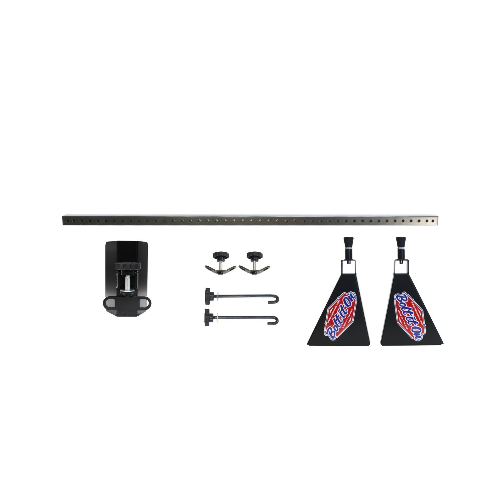 Dodge truck motorcycle and bicycle tool free tie down system