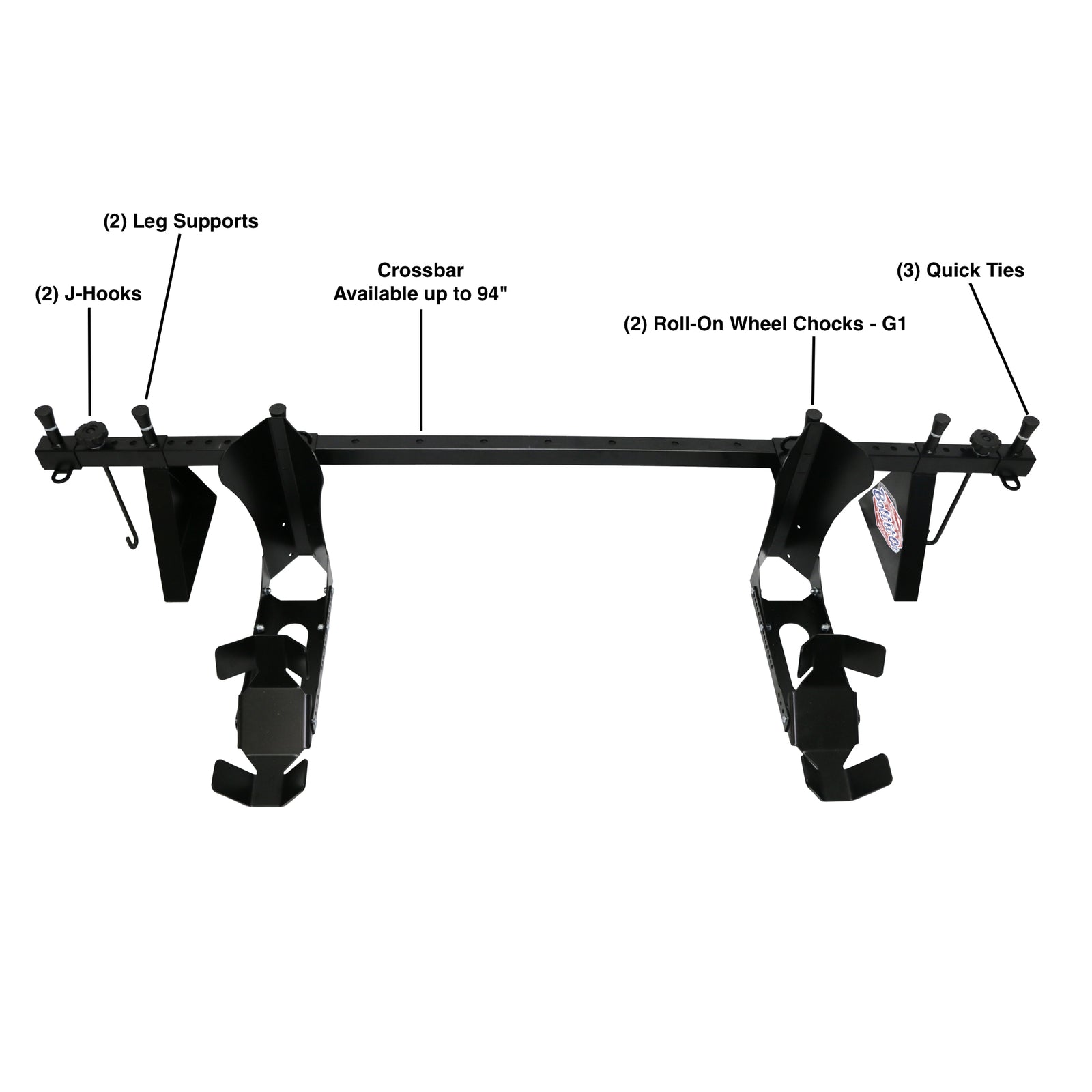 2 Harley / Indian / Cruiser Tie Down &  Roll On Wheel Chock System