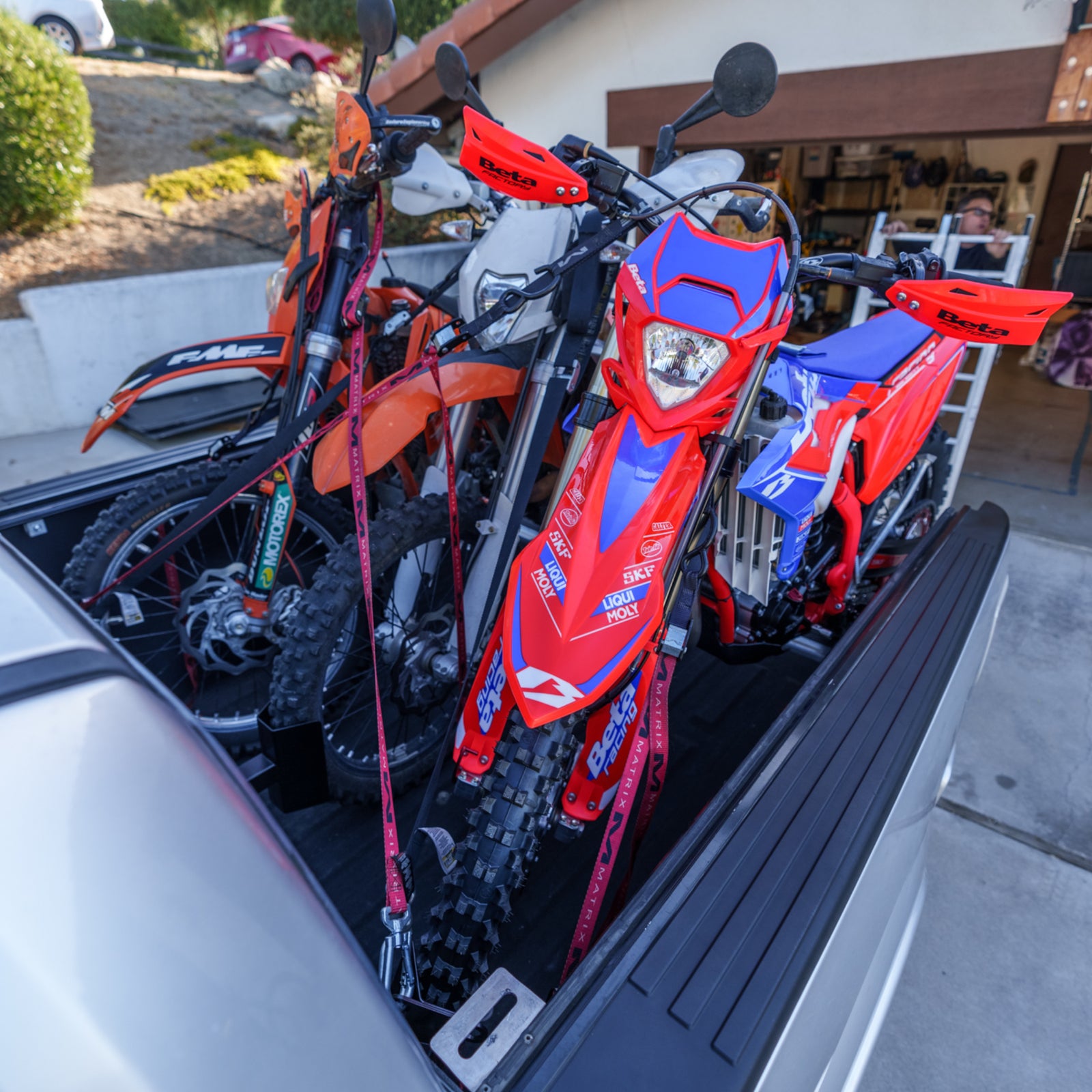 3 Dirt bike or bicycle tie down system for Ford F150 F250 F350 F450