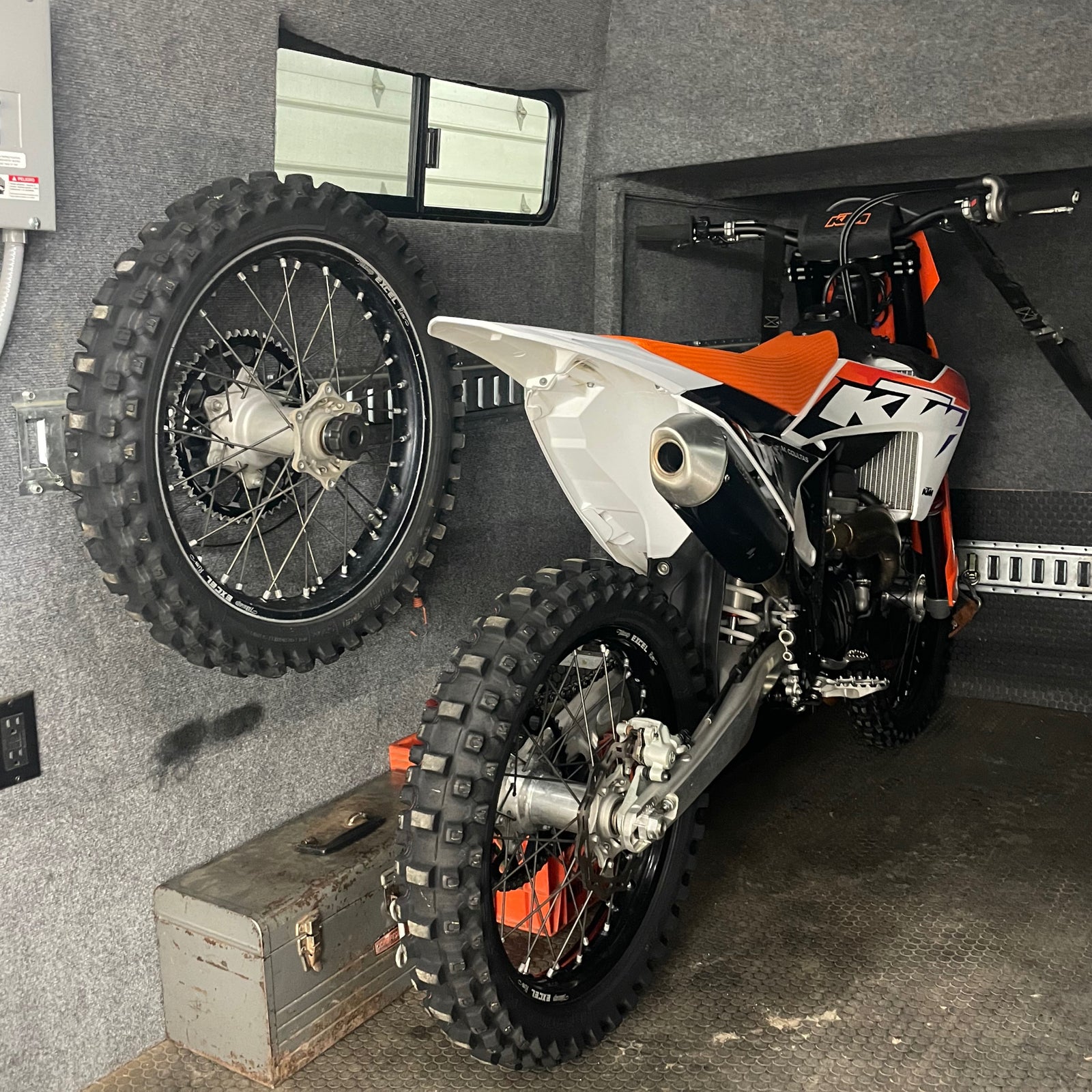 E-Track front and rear motorcycle wheel holder