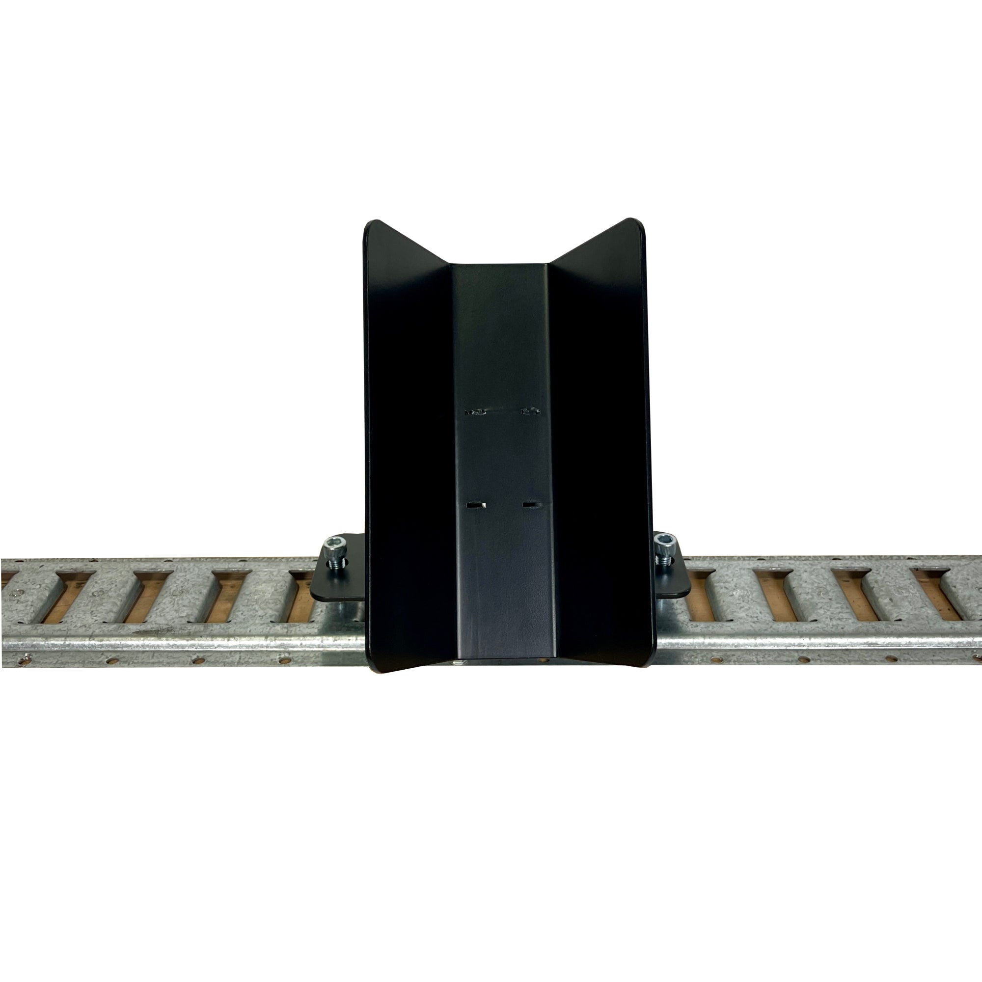 E-Track floor mount wheel chock for dirt bikes and mountain bikes