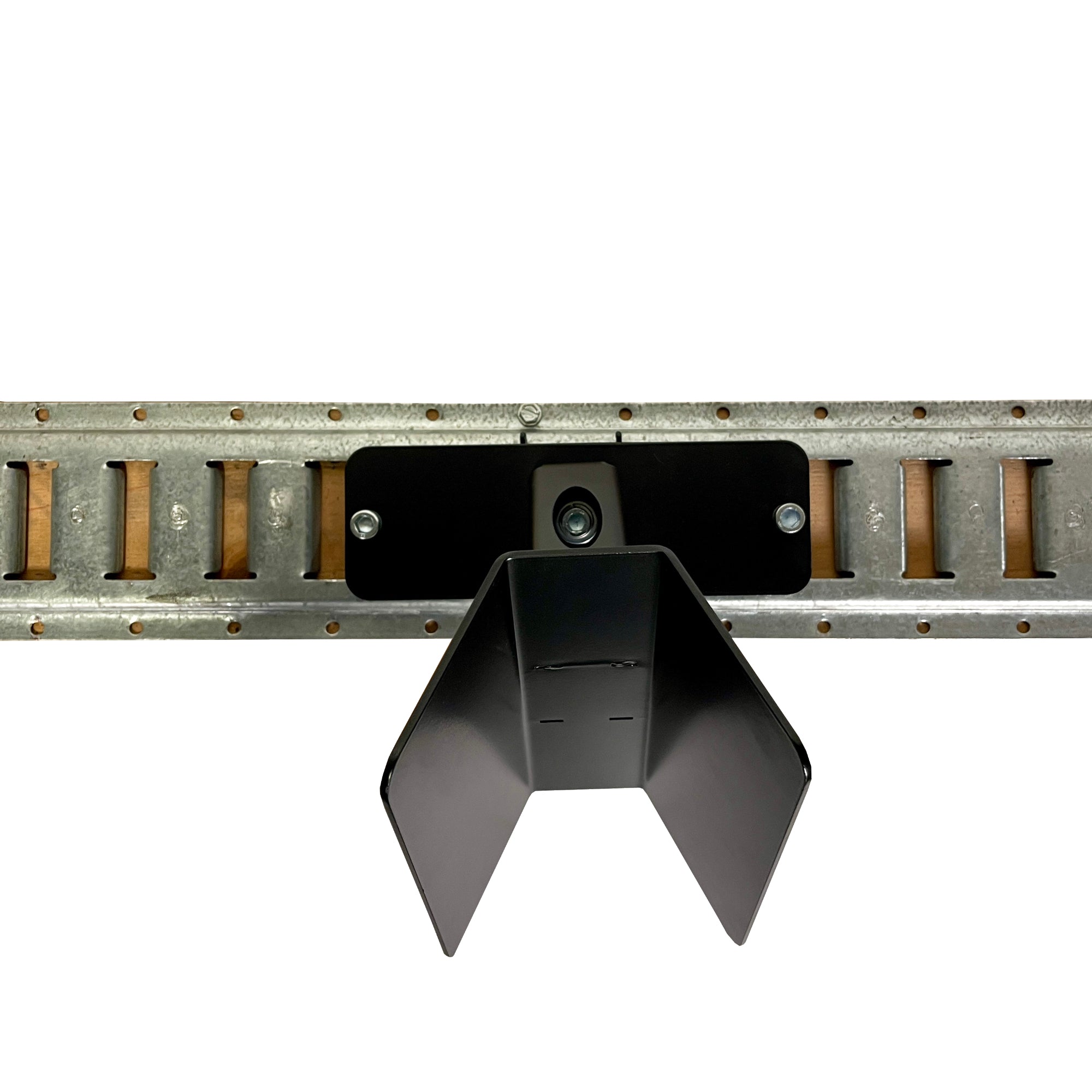 E-Track floor mount wheel chock for dirt bikes and mountain bikes