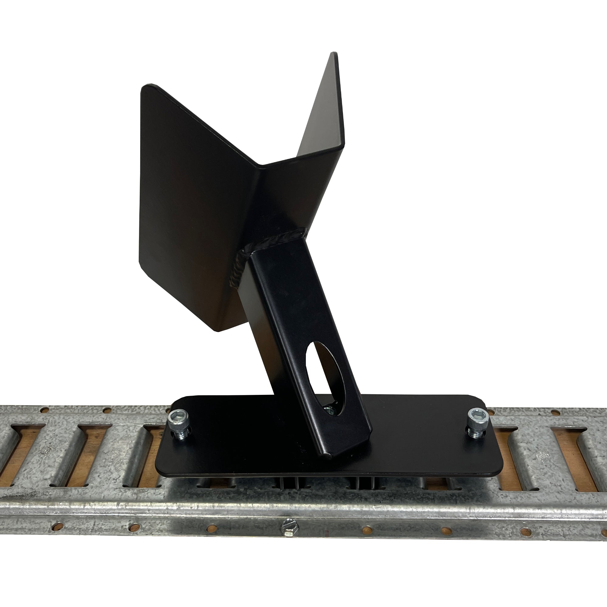 Motorcycle floor mounted wheel chock