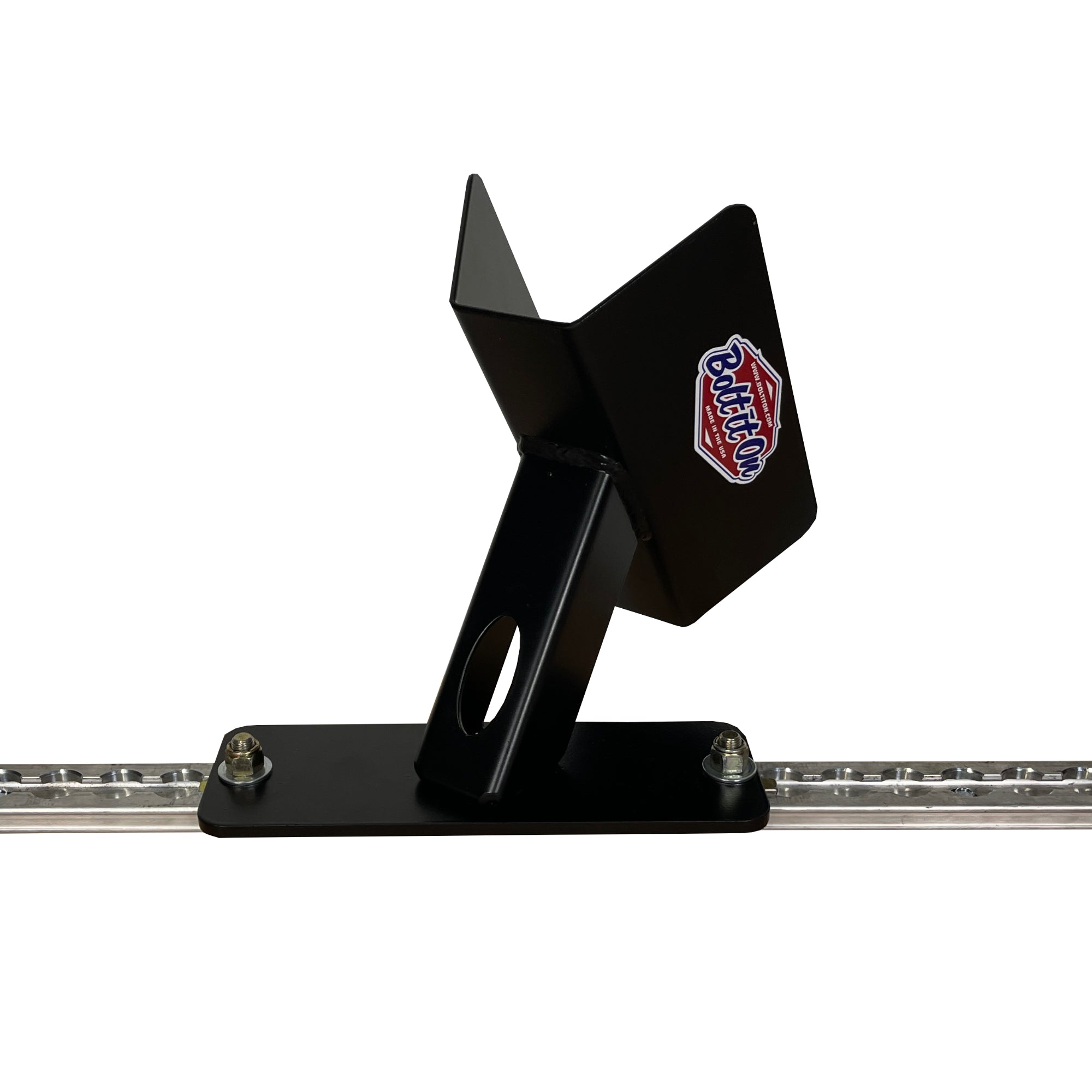 L-Track floor mount wheel chock for dirt bikes, sport bikes, bicycles and fat tire e-bikes