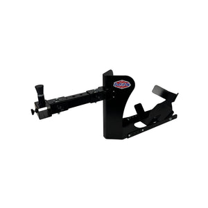 Black metal tool holder with a brand logo on a white background