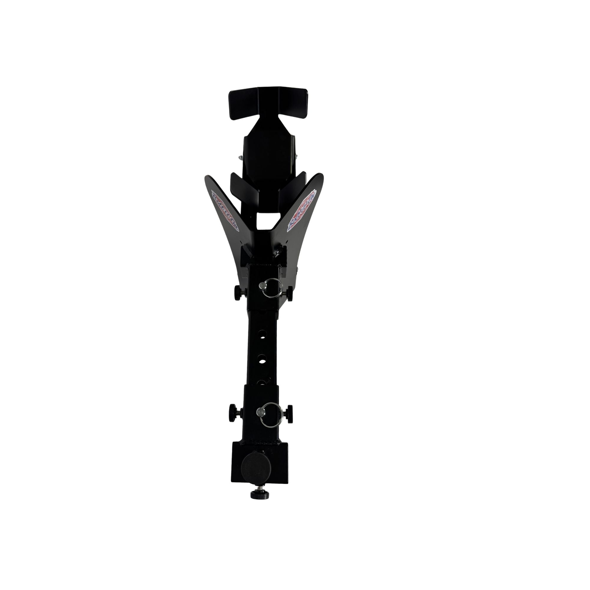 Black metal tool holder with a brand logo on a white background