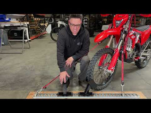 The NEW floor mounted E-Track wheel chock for dirt bikes and bicycles. Rotate in any direction.
